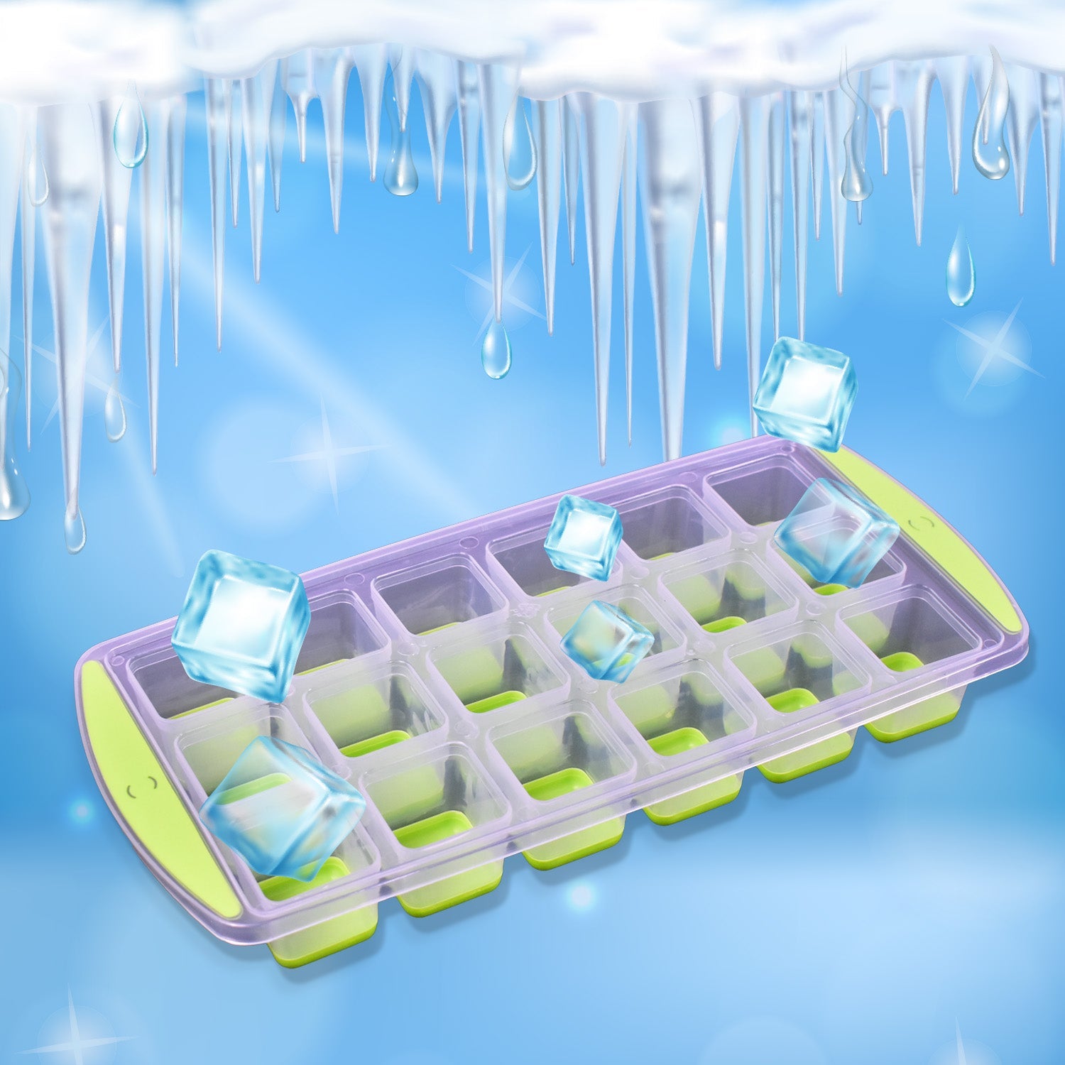 7169 18 Cavity Pop Up Ice Cube Tray Easy Release Flexible Silicone Bottom Ice Tray , Stackable Ice tray, 100% BPA Free, Food Grade for Freezer DeoDap 7169 18 Cavity Pop Up Ice Cube Tray Easy Release Flexible Silicone Bottom Ice Tray , Stackable Ice tray, 100% BPA Free, Food Grade for Freezer DeoDap